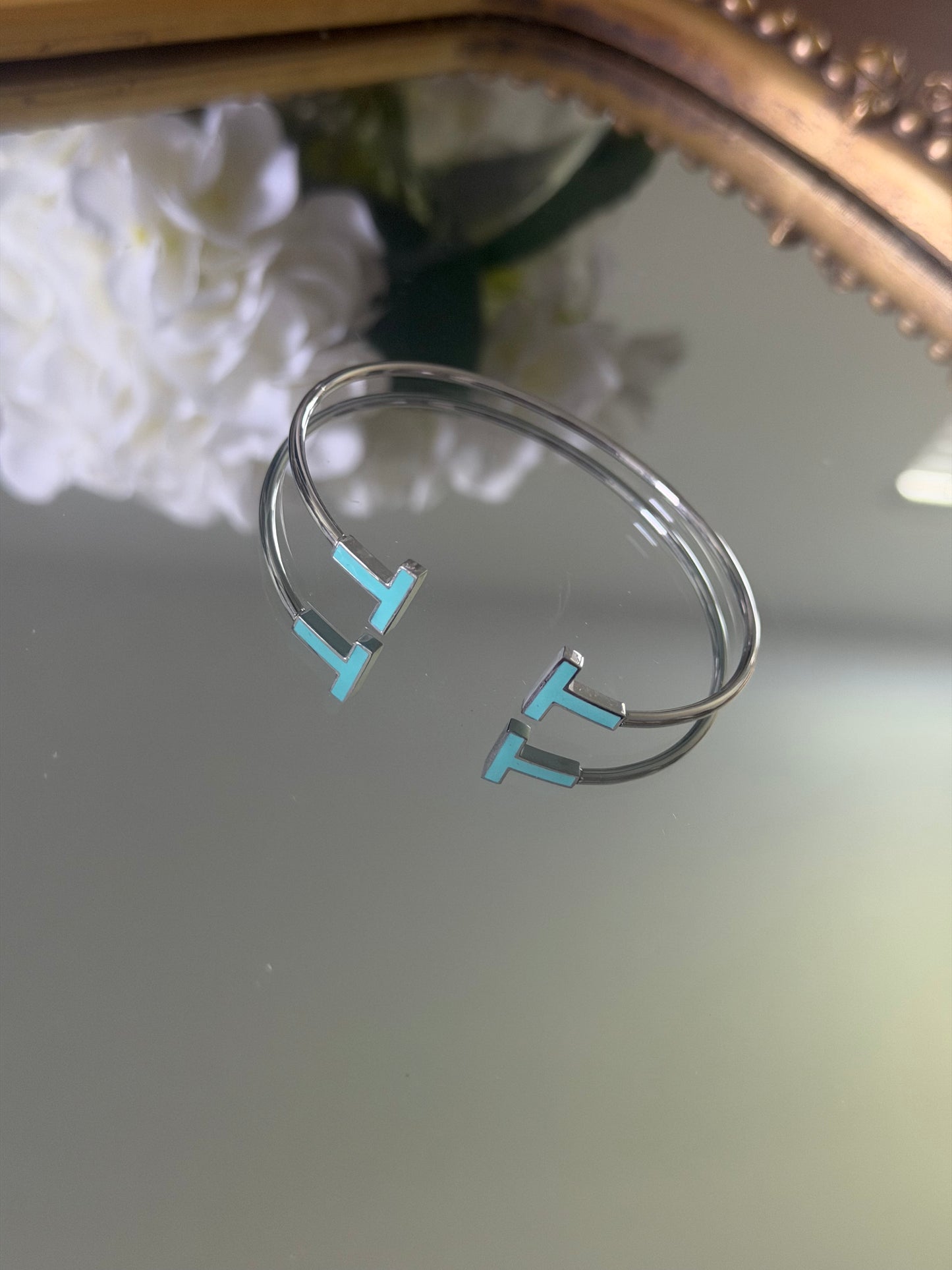 Silver cuff bracelet turquoise