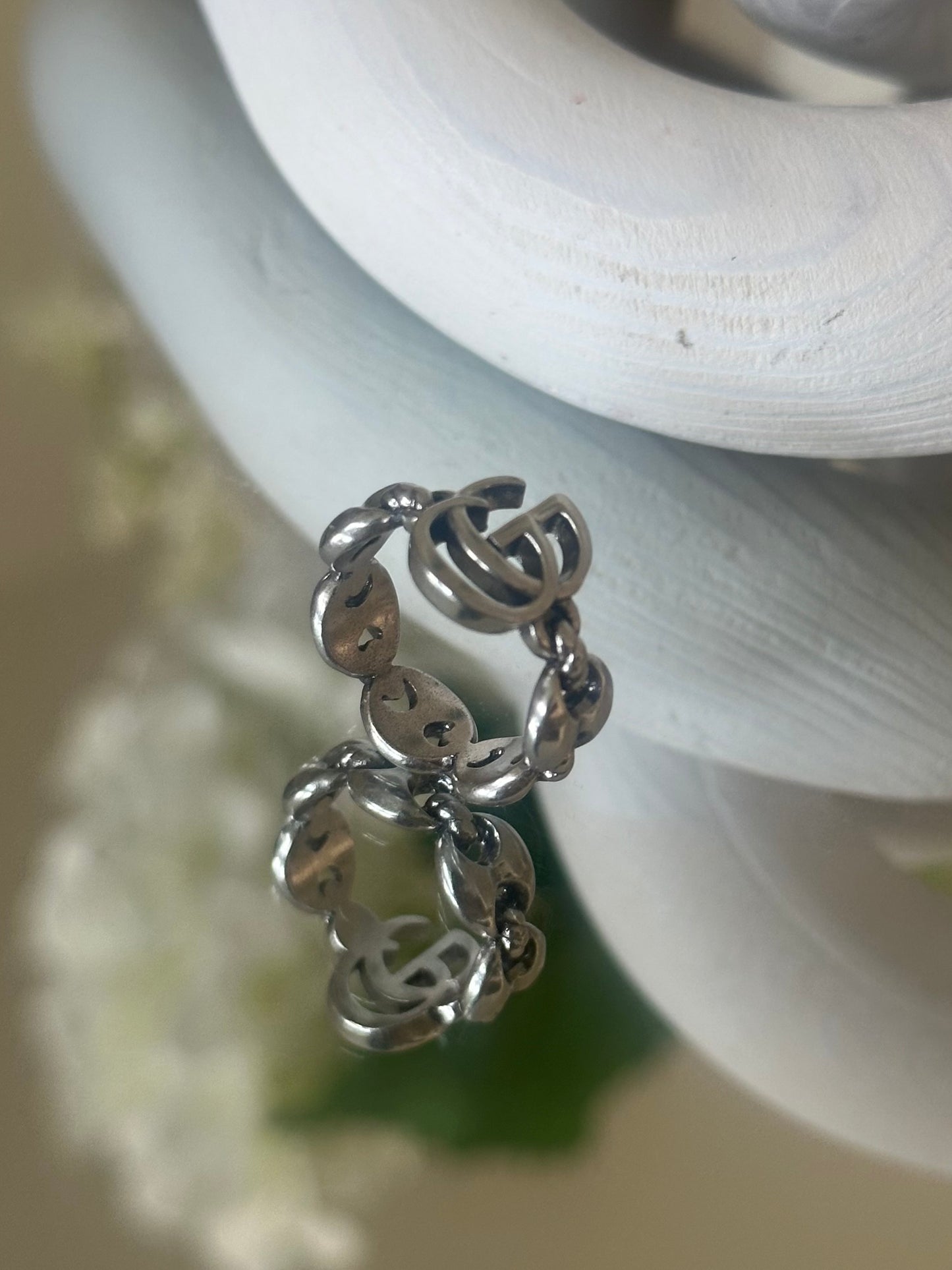 Letter Silver Ring