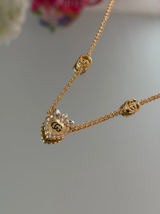 Gold Heart with stone