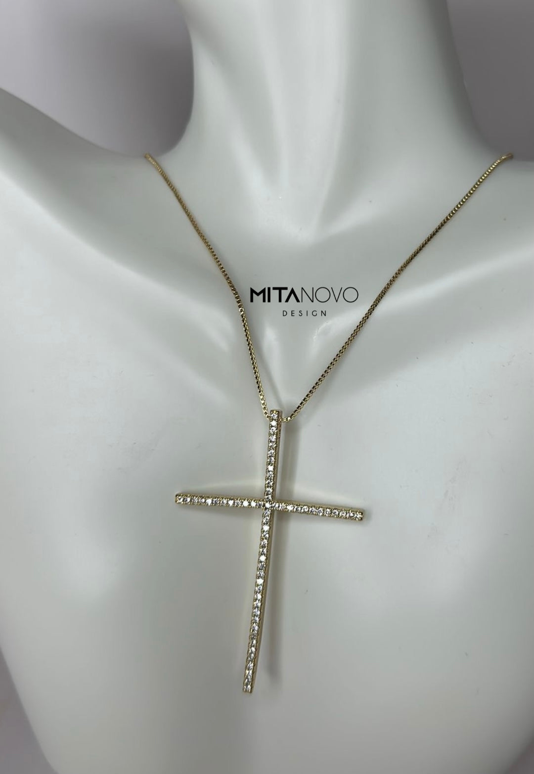 Cadena Cruz con piedras