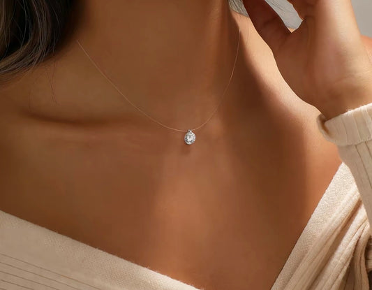 Invisible Chain Necklace with Sparkling Zircon