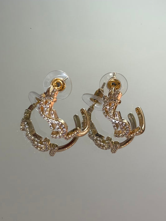 Gold Hoops with Stone