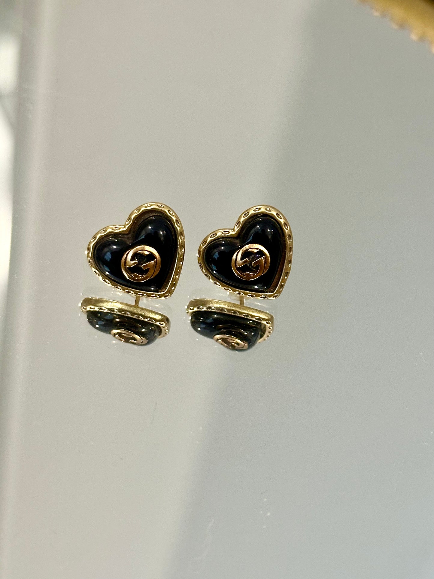 Heart Black Studs