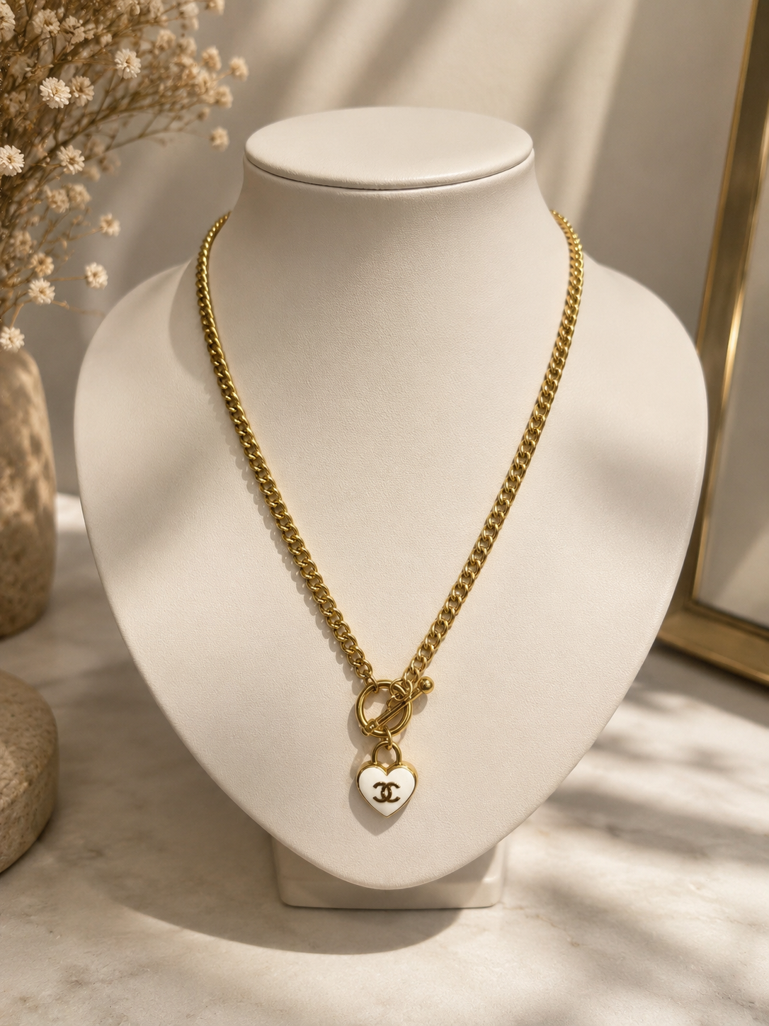 Gold Heart Toggle Necklace