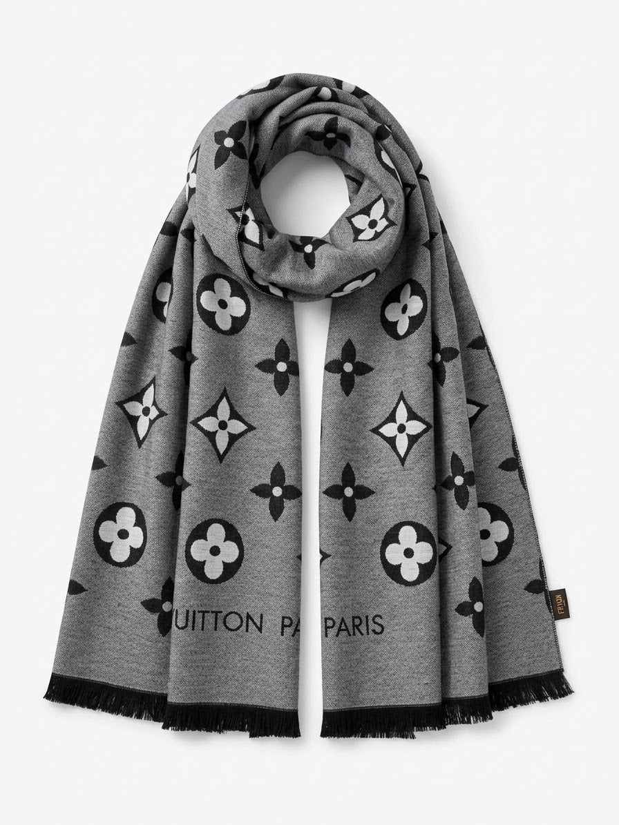 Silk Black and gray Scarf