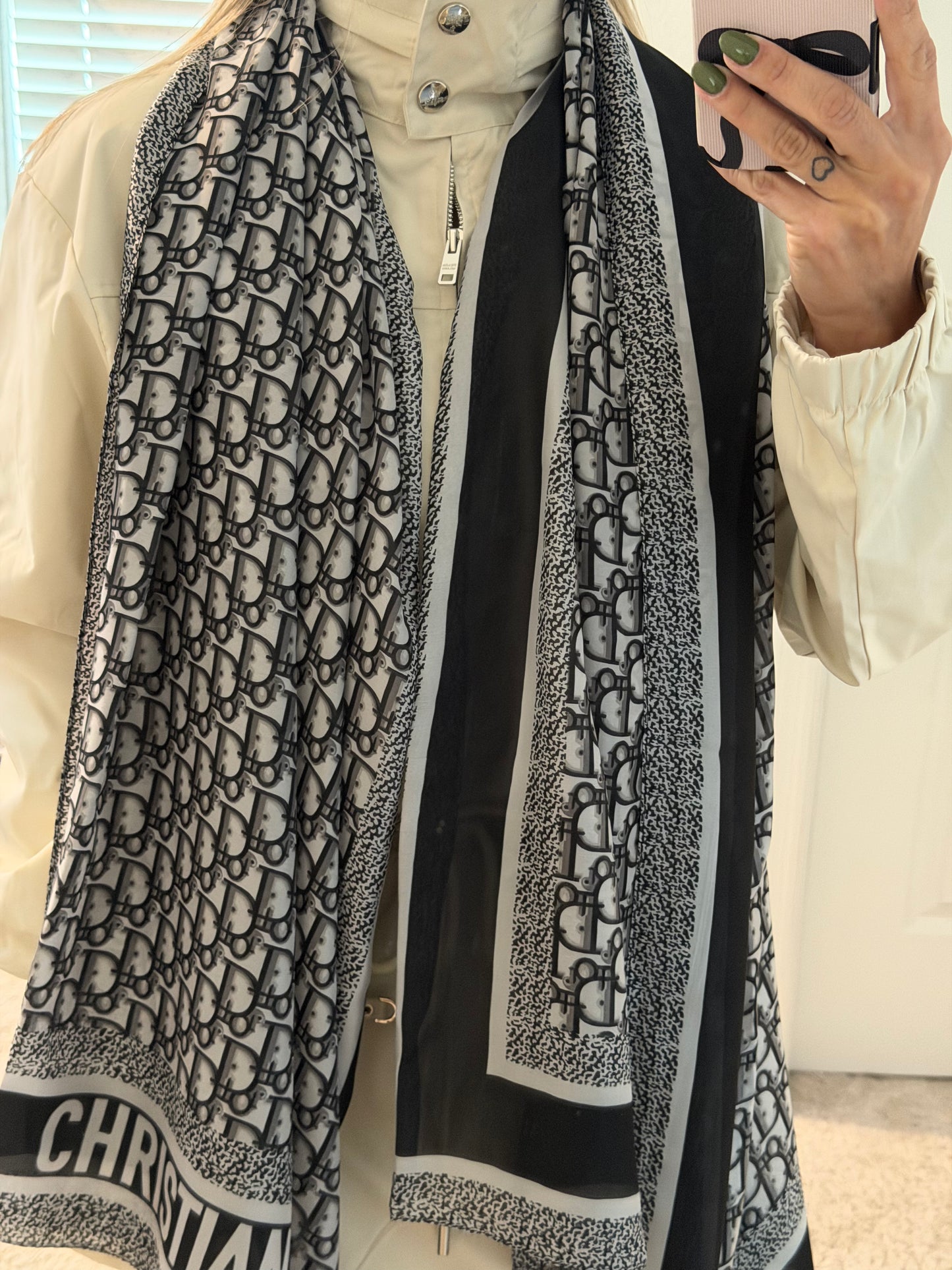 Black & Gray Cashmere Silk Scarf