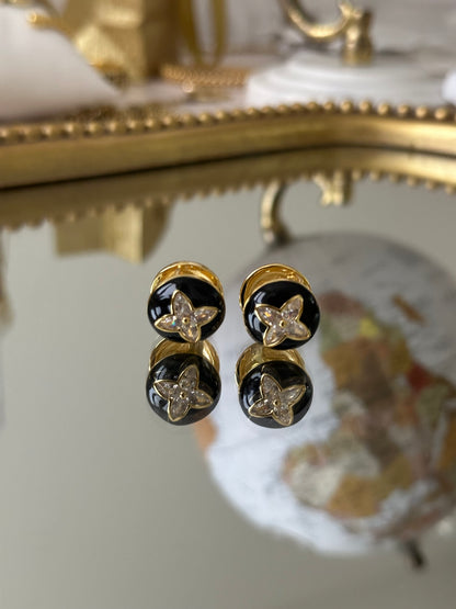 Gold Black Earrings