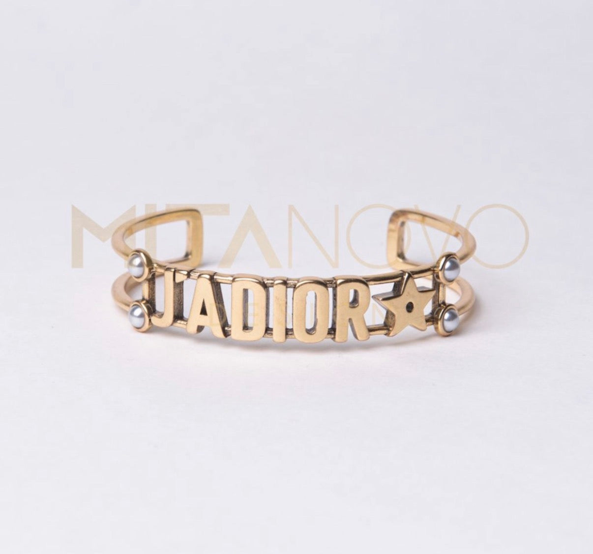 Old Gold cuff bracelet with pearl