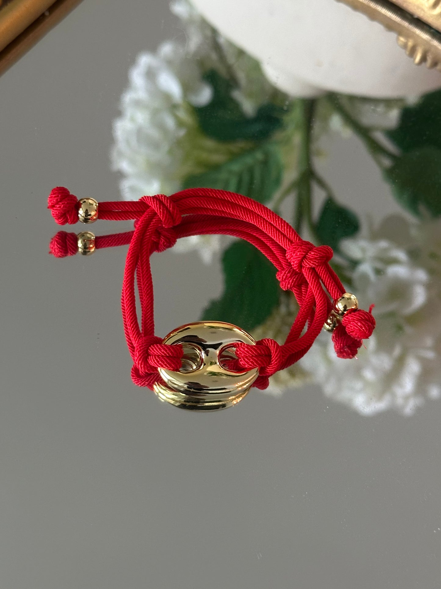 “Adjustable Color Cord Bracelet with Gold Detail”