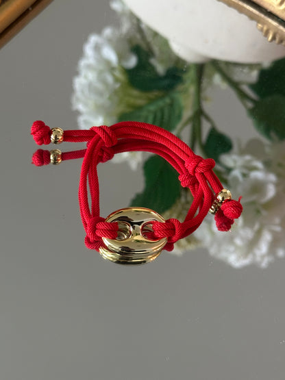 “Adjustable Color Cord Bracelet with Gold Detail”