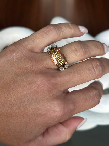 Adjustable Stone Pink Ring