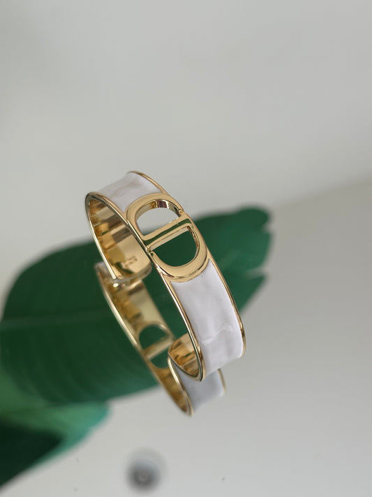 Gold and white cuff bracelet