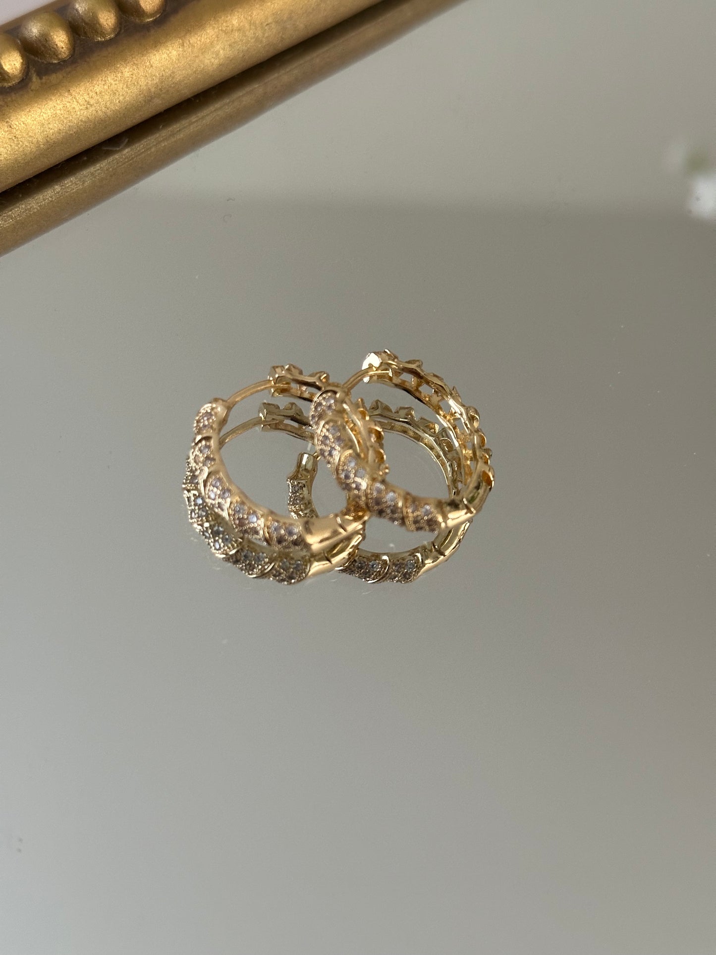 Gold Hoops with stone