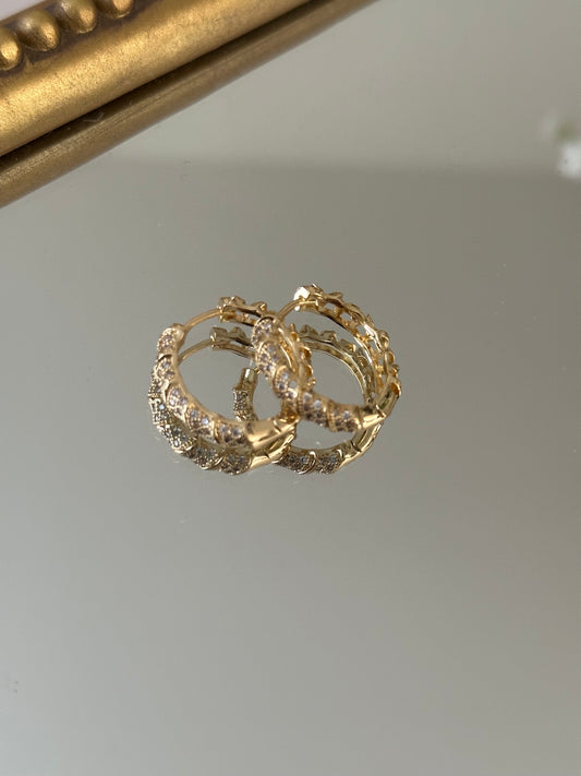 Gold Hoops with stone