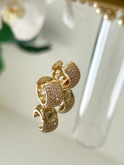 Gold Hoops earrings with stone