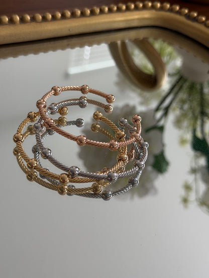 Twisted Cable Bead Cuff Set