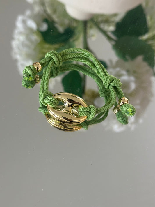 “Adjustable Color Cord Bracelet with Gold Detail”