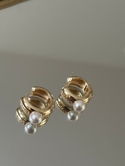 Gold Hoops with pearl