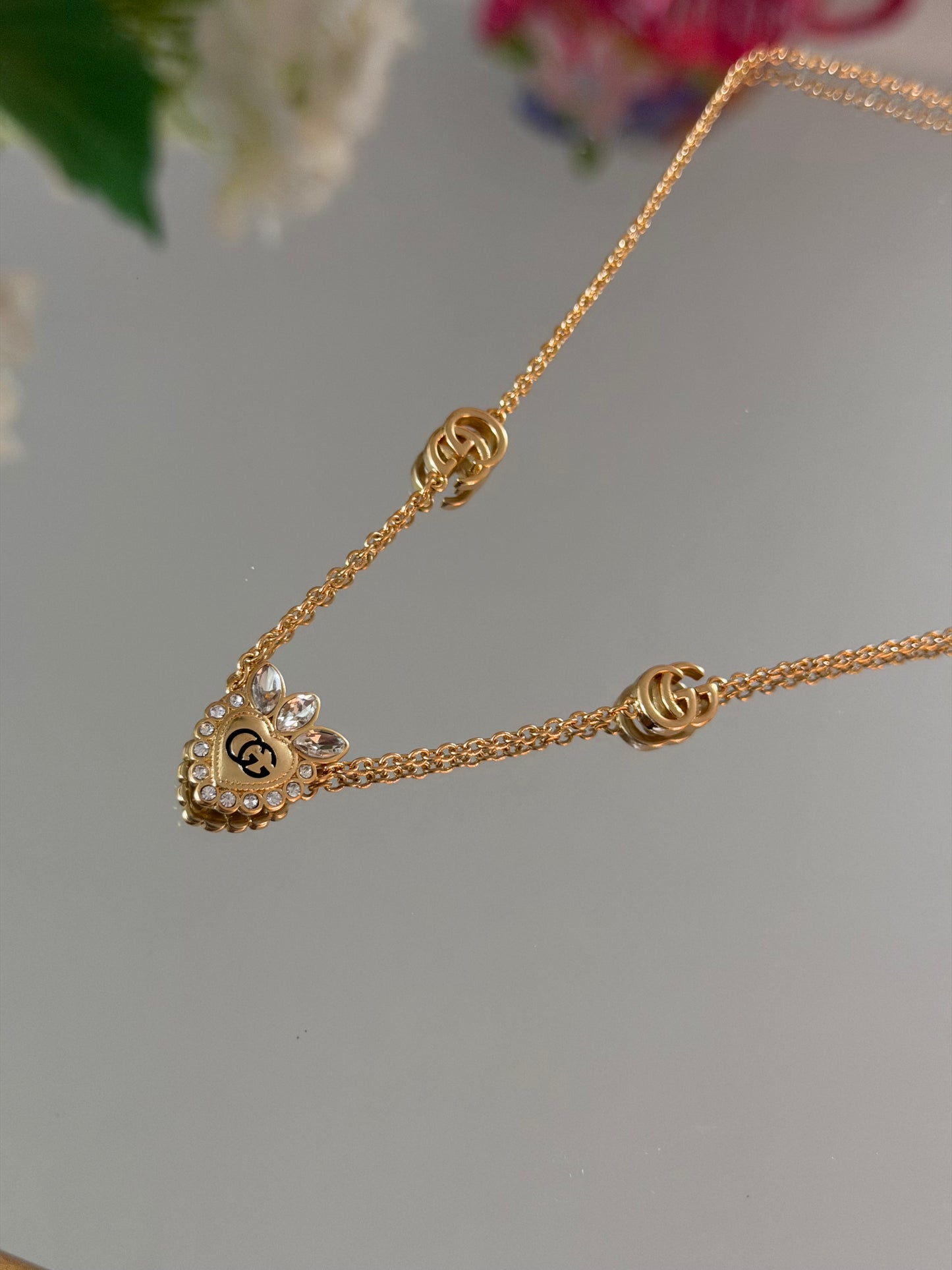 Gold Heart with stone