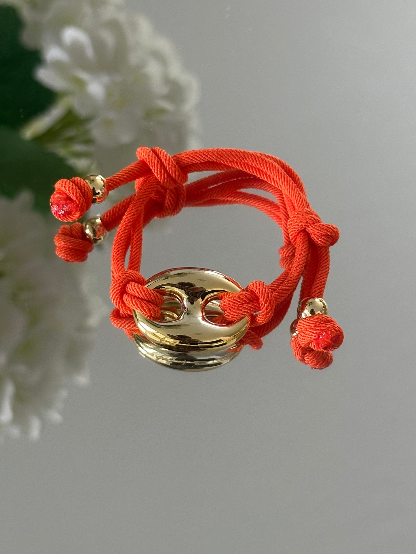“Adjustable Color Cord Bracelet with Gold Detail”