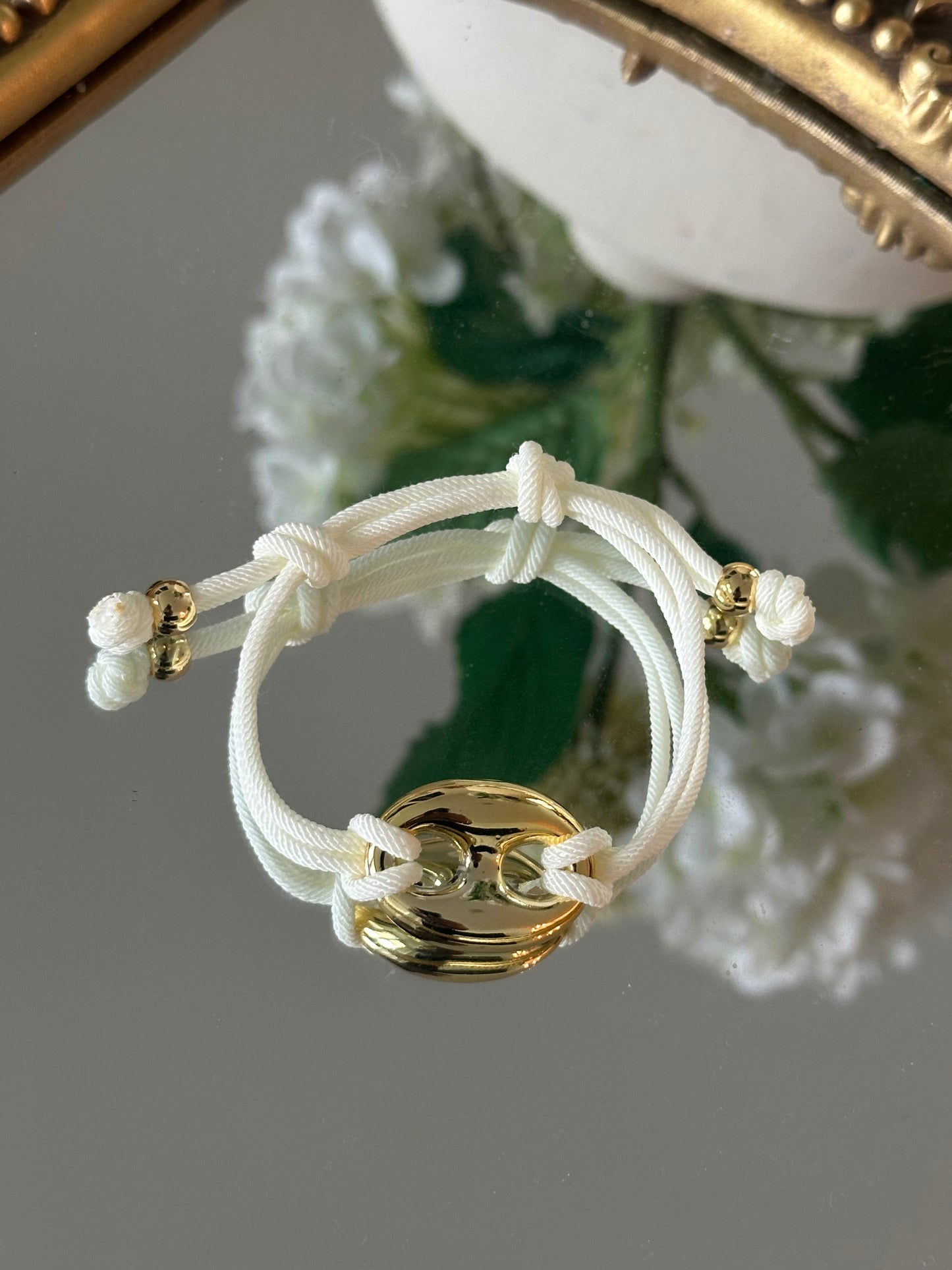 “Adjustable Color Cord Bracelet with Gold Detail”
