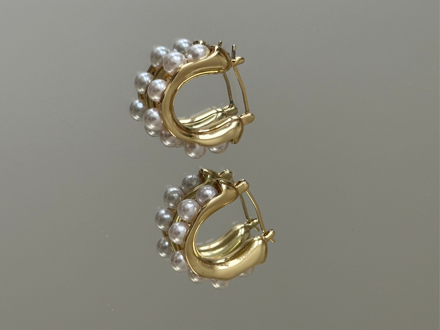 Gold Pearl Hoops