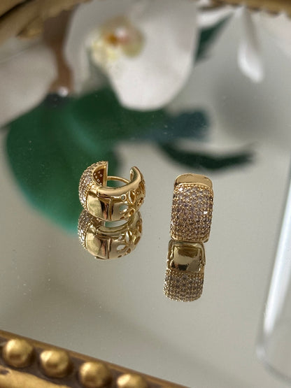 Gold Hoops earrings with stone
