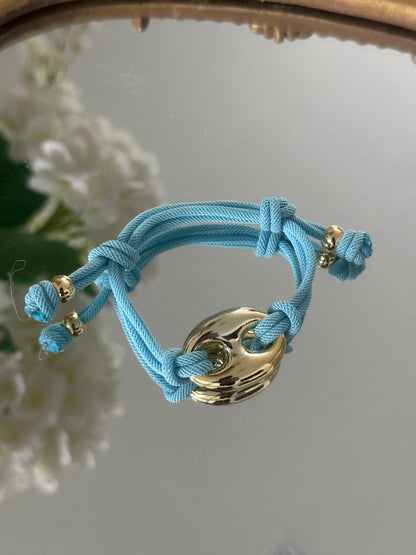 “Adjustable Color Cord Bracelet with Gold Detail”