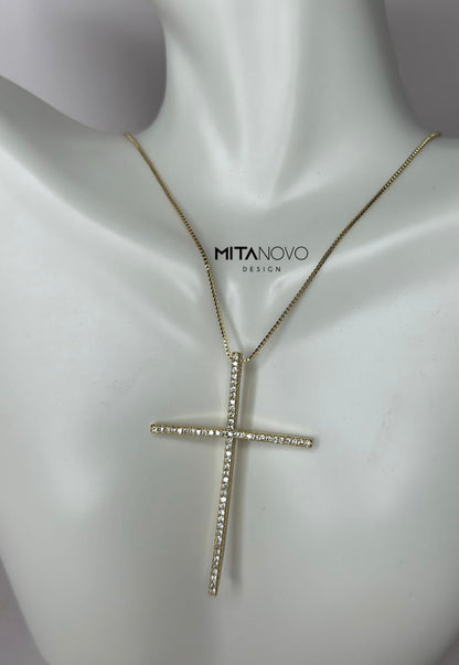 Cadena Cruz con piedras