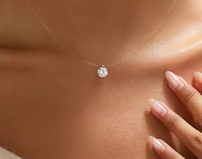 Invisible Chain Necklace with Sparkling Zircon