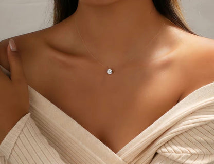 Invisible Chain Necklace with Sparkling Zircon