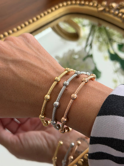 Twisted Cable Bead Cuff Set