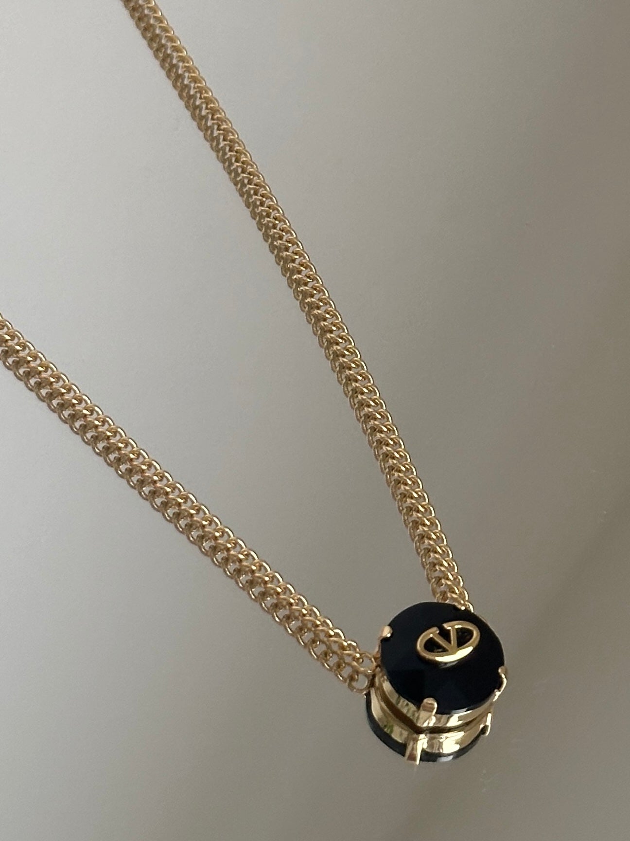 Gold pendant black Necklace