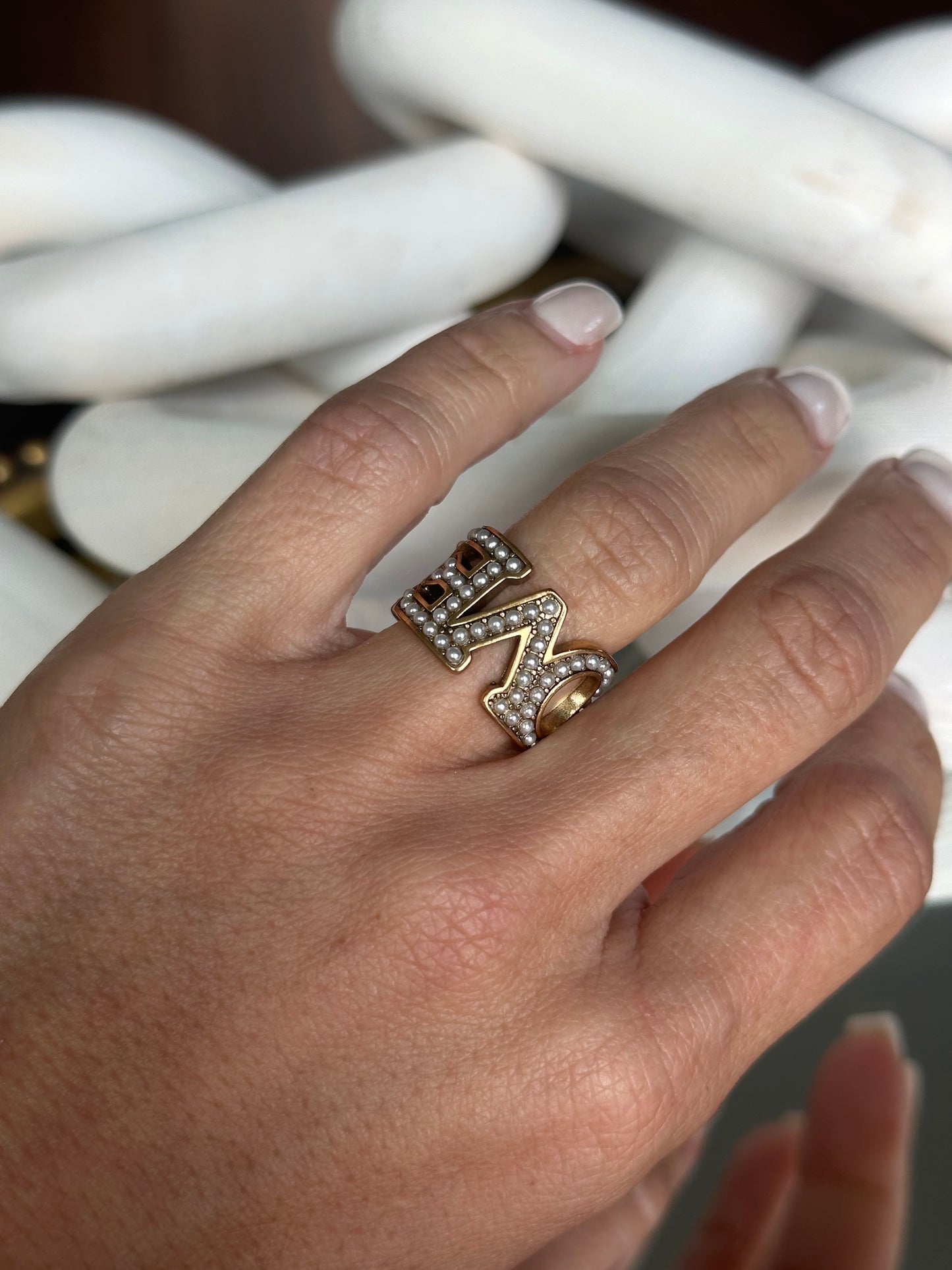 Adjustable Pearl Ring