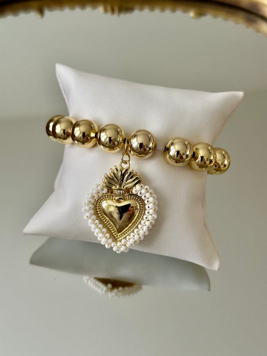 Beads pendant heart bracelet