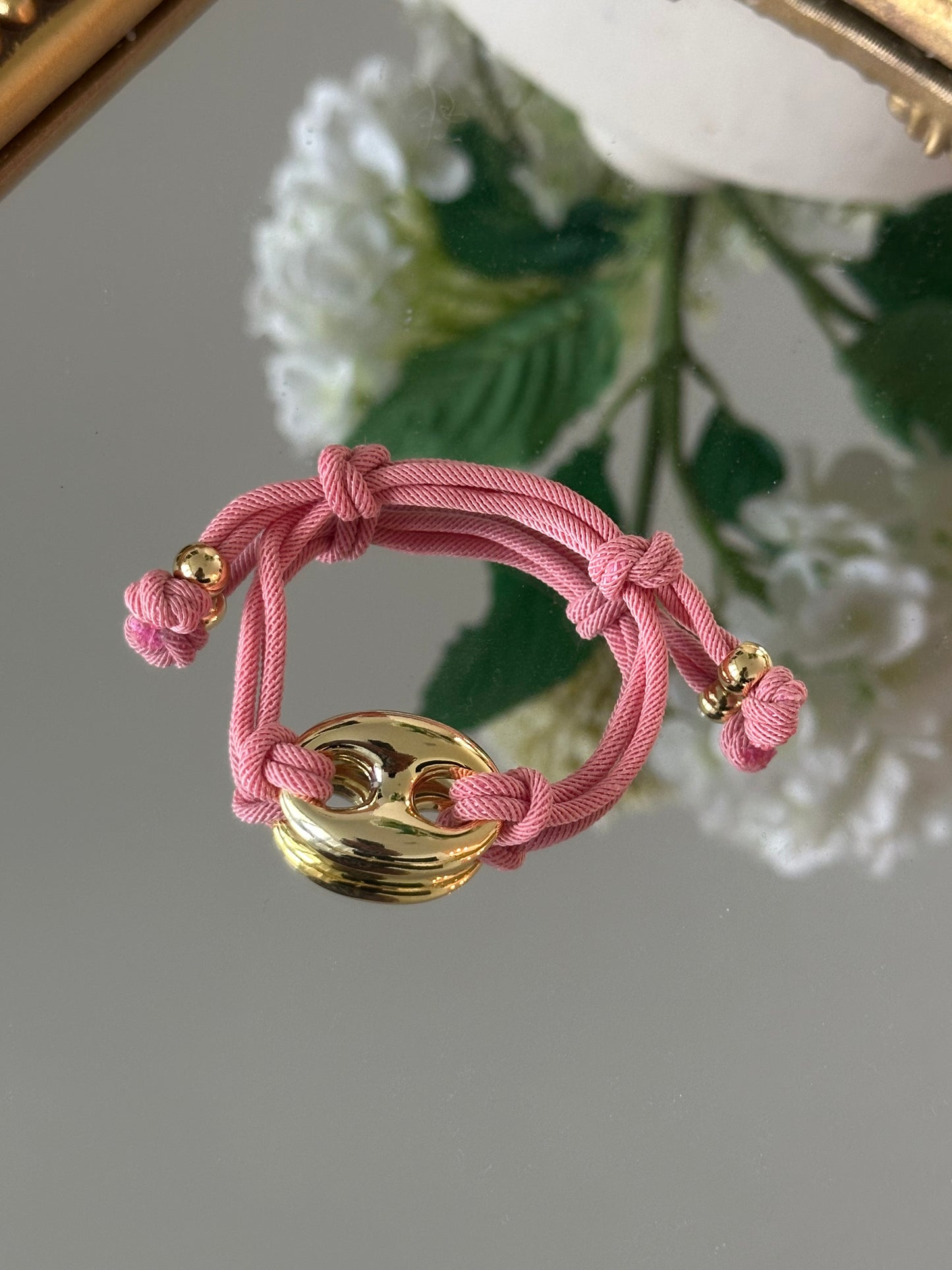 “Adjustable Color Cord Bracelet with Gold Detail”