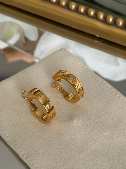 Gold Hoops with Stone
