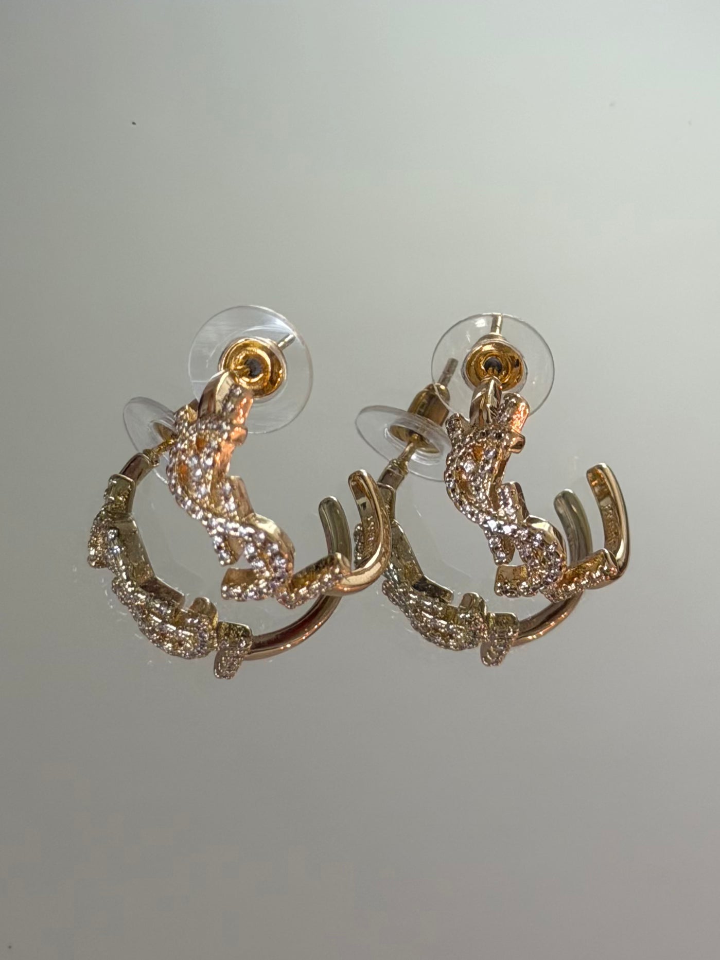 Gold Hoops with Stone