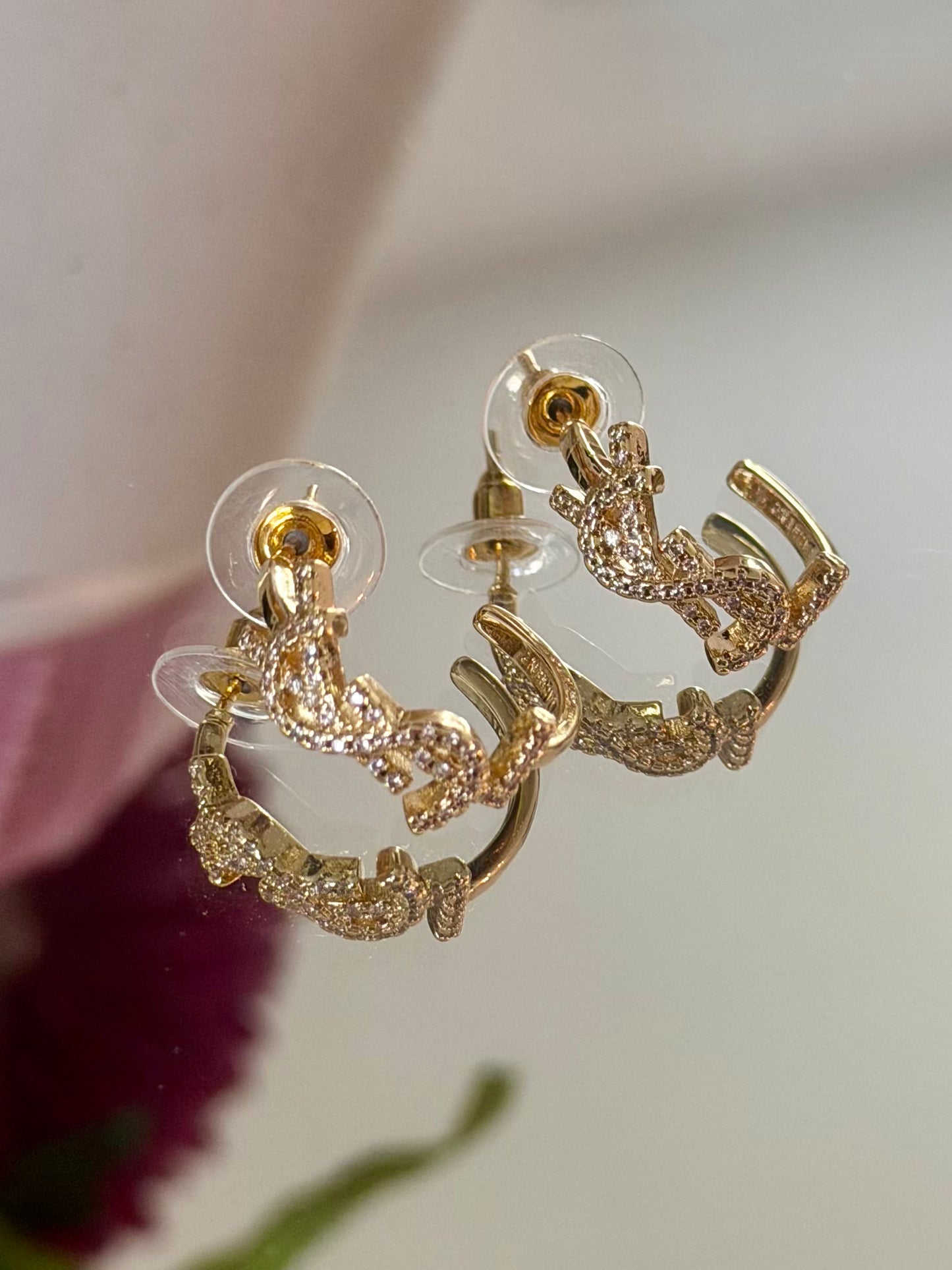 Gold Hoops with Stone