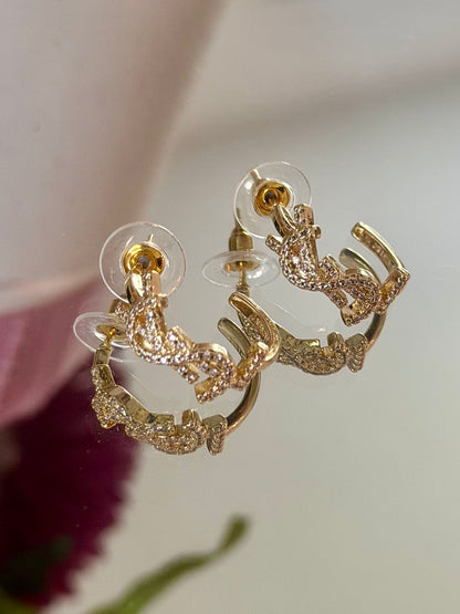 Gold Hoops with Stone