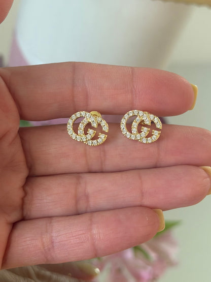 Gold studs with stone