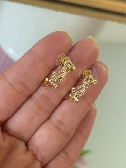 Gold Hoops with Stone