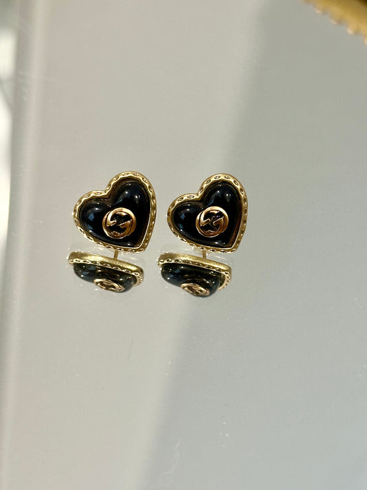 Heart Black Studs