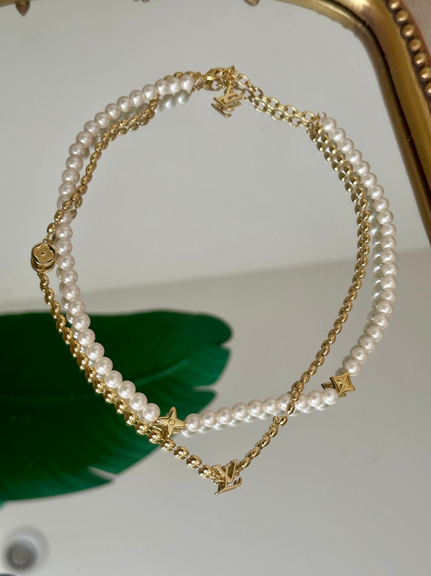 Gold Necklace with Pearl