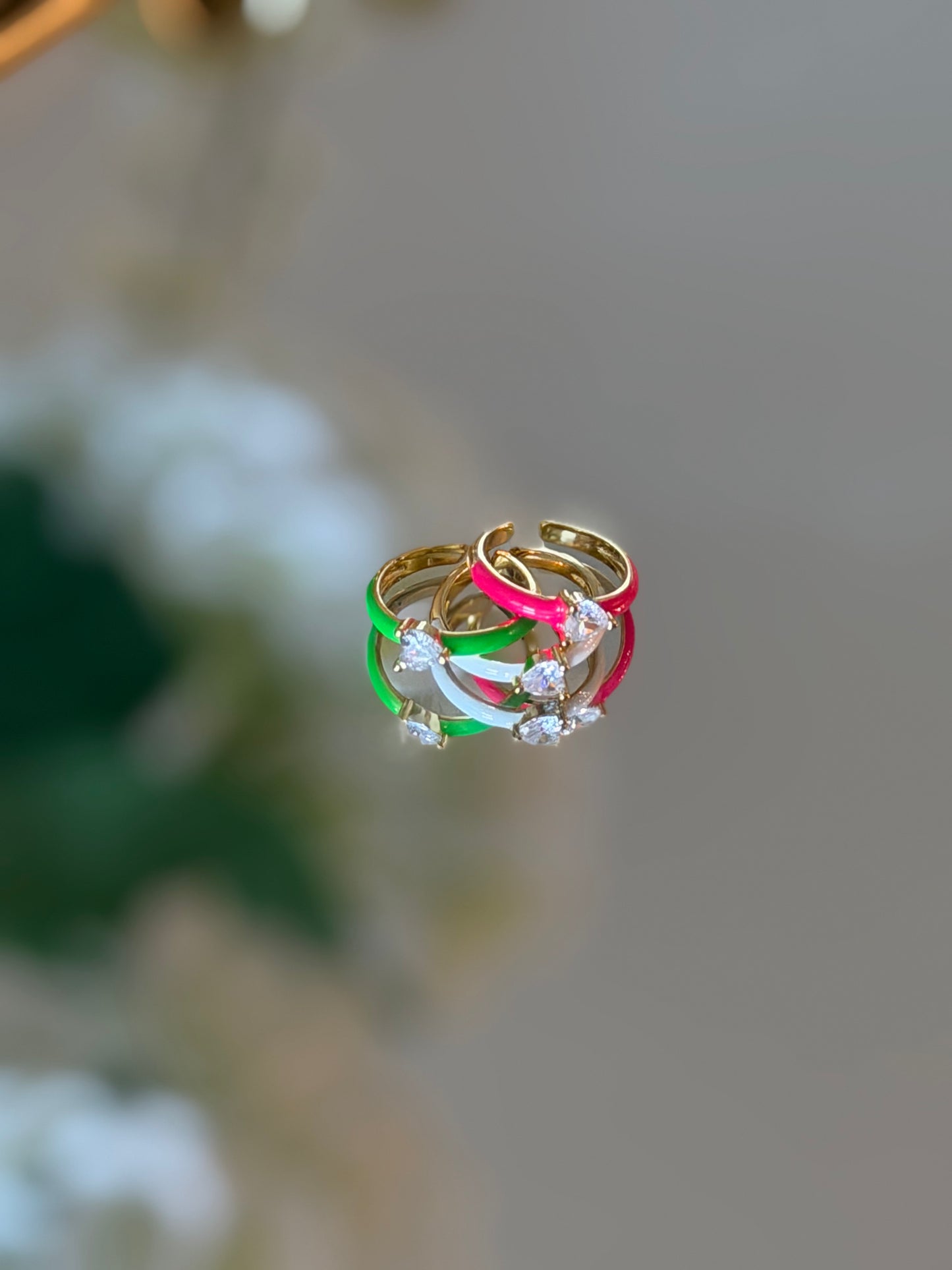 Adjustable Love Spark Heart Trio Rings