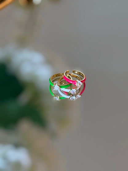 Adjustable Love Spark Heart Trio Rings