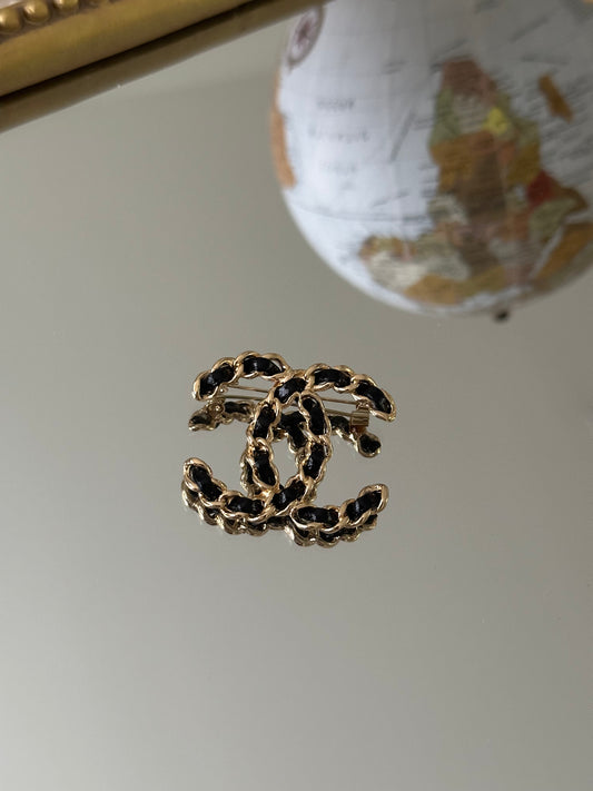 Gold Black Brooch