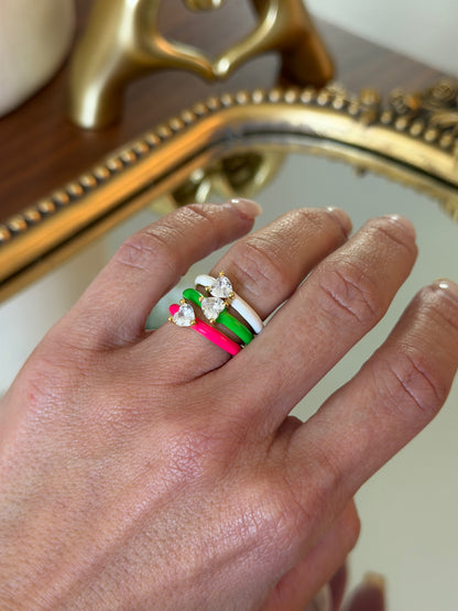 Adjustable Love Spark Heart Trio Rings