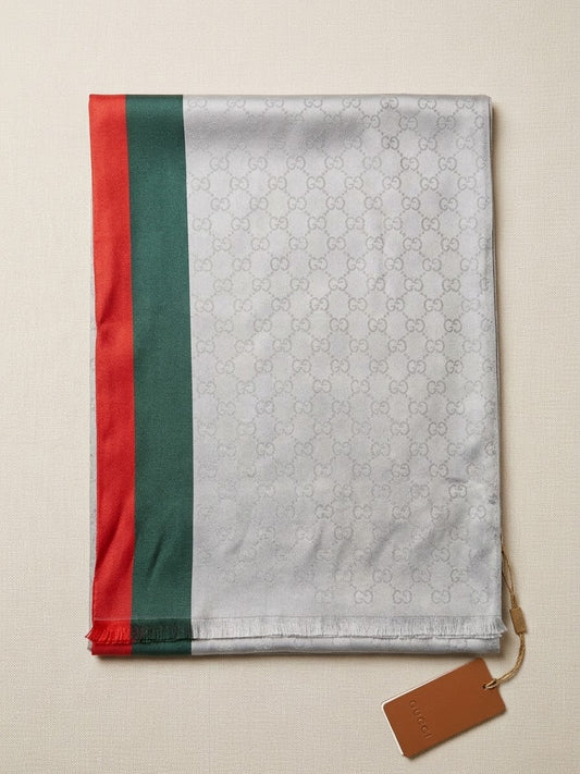 Gray, Green & Red Premium Wool Blend Scarf