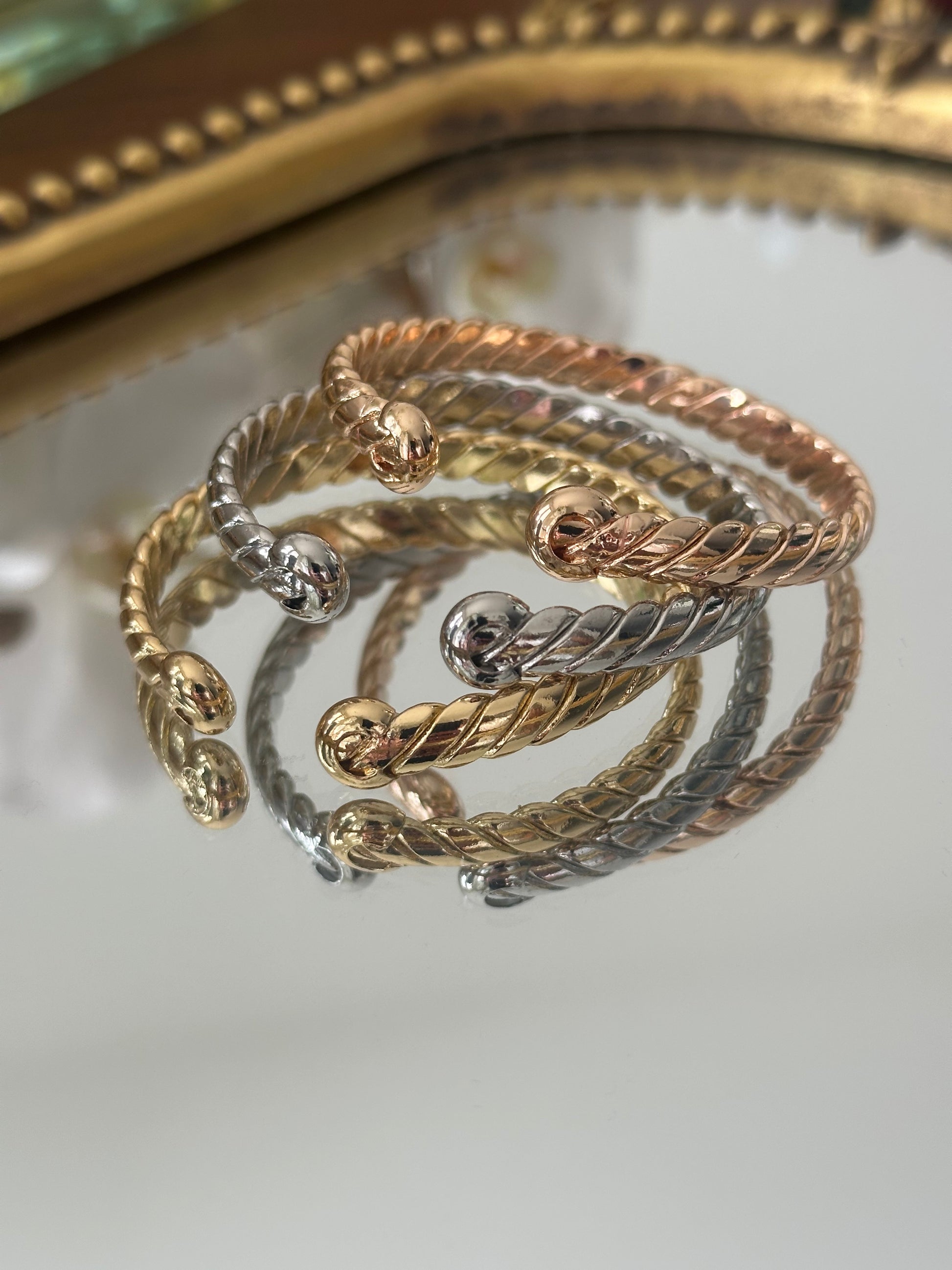 Set cuff bracelet with elegant modern design created for comfortable everyday fashion styling for women